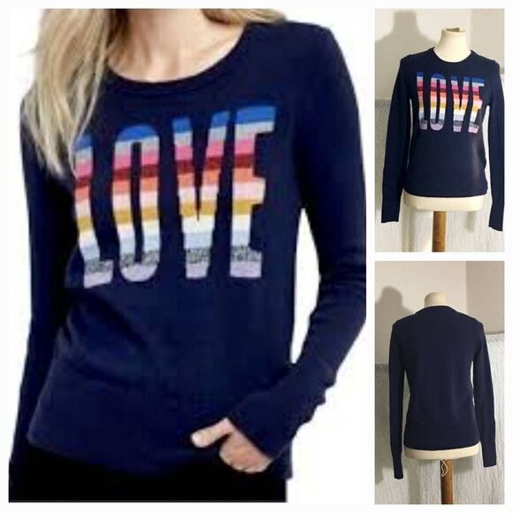 Gap Love Rainbow Crew Sweater Top Size Small - Picture 1 of 7